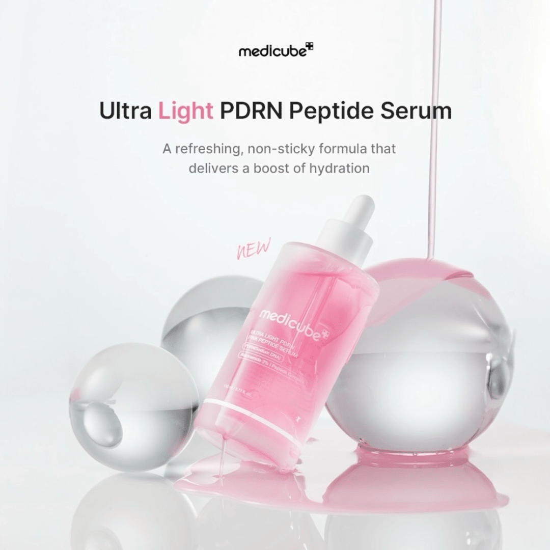 Medicube PDRN Pink Peptide Serum Ultra Light 30ml مصل الببتيد الوردي من ميديكوب PDRN خفيف للغاية - Princess Cosmetics Qatar