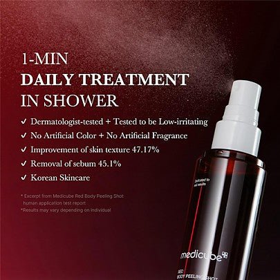 Medicube Red Acne Body Peeling Shot 110g حقنة تقشير الجسم من ميديكيوب ريد لعلاج حب الشباب - Princess Cosmetics Qatar