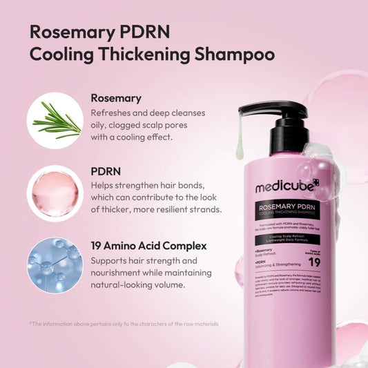 Medicube Rosemary PDRN Cooling Thickening Shampoo 400ml شامبو ميديكوب روزماري بي دي آر إن المنعش والمكثف - Princess Cosmetics Qatar