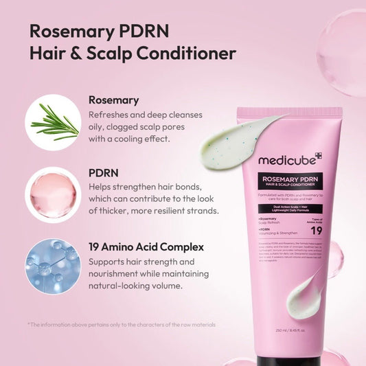 Medicube Rosemary PDRN Hair & Scalp Conditioner 250ml بلسم الشعر وفروة الرأس من ميديكوب روزماري بي دي آر إن - Princess Cosmetics Qatar