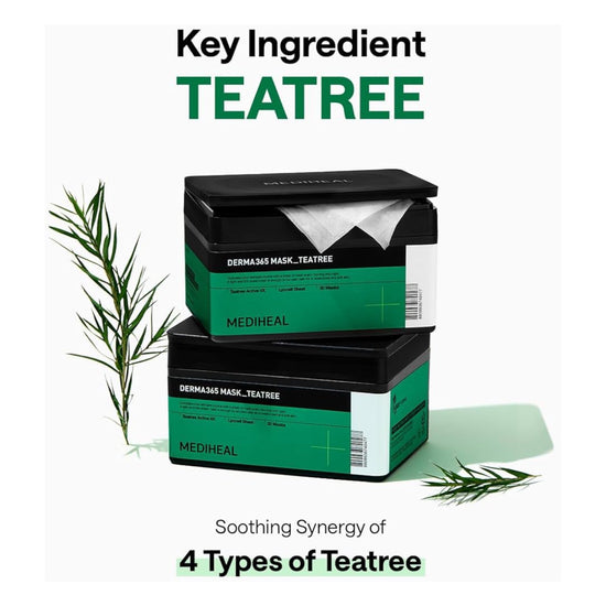 Mediheal Derma 365 Tea Tree Sheet Mask (30 Sheets) قناع ديرما 365 من ميدي هيل بشجرة الشاي - Princess Cosmetics Qatar