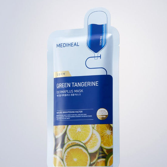 Mediheal Green Tangerine Dermaplus Mask. ميديهيل الأخضر اليوسفي قناع ديرما بلس - Princess Cosmetics Qatar