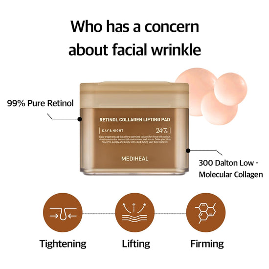 Mediheal Retinol Collagen Lifting Pad (100 pads) وسادة رفع الكولاجين بالريتينول من ميديهيل - Princess Cosmetics Qatar