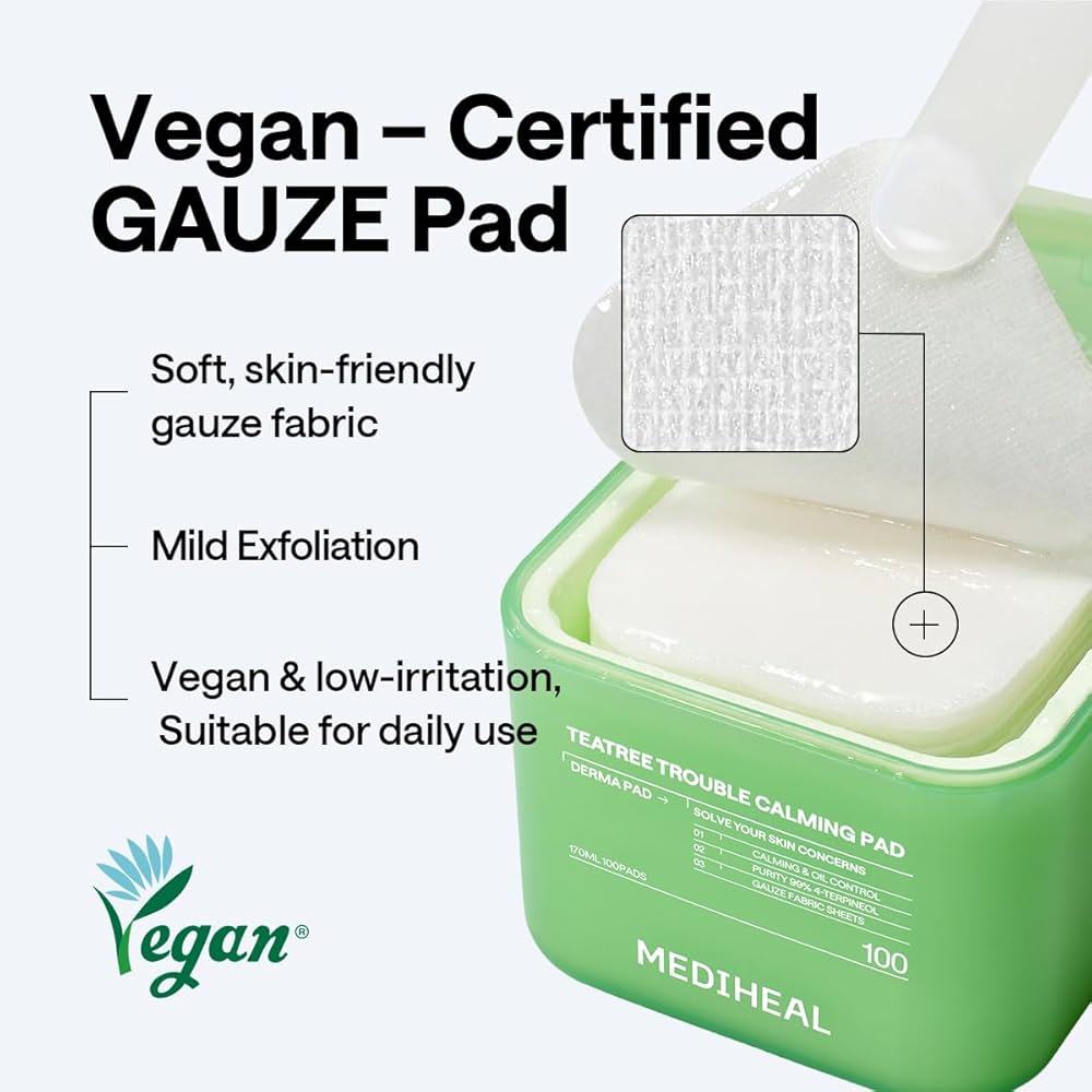 Mediheal Teatree Trouble Calming Pad (100 Pads) ضمادة ميدي هيل المهدئة لمشاكل شجرة الشاي - Princess Cosmetics Qatar