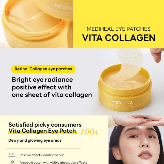 Mediheal Vita Collagen Eye Ampoule Patch (60 Patches) ميديهيل فيتا كولاجين أمبولة العين التصحيح - Princess Cosmetics Qatar