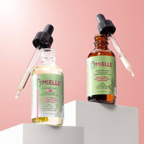 Mielle Organics Rosemary Mint LIGHT Scalp & Hair Strengthening Oil 59ml. زيت تقوية الشعر وفروة الرأس الخفيف بإكليل الجبل والنعناع من ميلي أورجانيكس، 59 مل - Princess Cosmetics Qatar