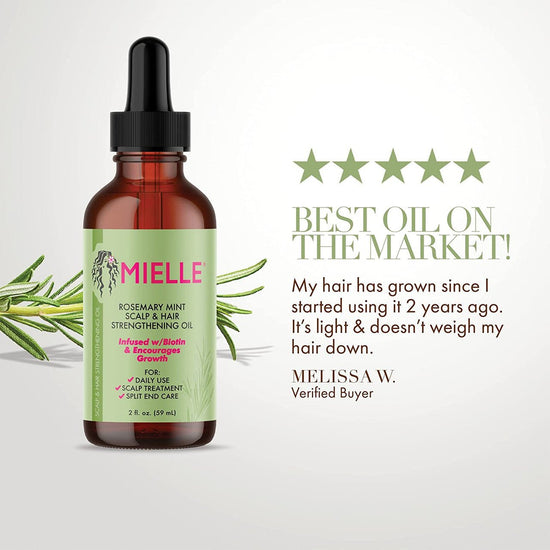 Mielle Organics Rosemary Mint Scalp & Hair Strengthening Oil 59ml. زيت تقوية الشعر وفروة الرأس والنعناع وإكليل الجبل من ميلي أورجانيكس، 59 مل - Princess Cosmetics Qatar