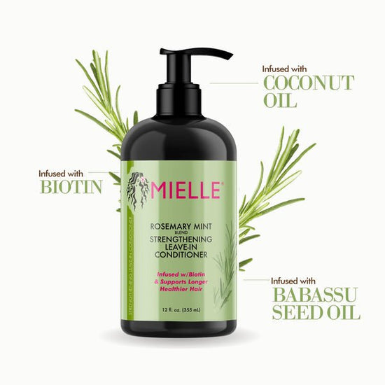 Mielle Rosemary Mint Strengthening Leave - In Conditioner 355ml. ميلي - بلسم مقوي بإكليل الجبل والنعناع 355 مل - Princess Cosmetics Qatar