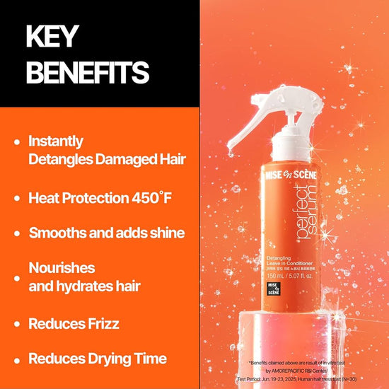 Mise En Scene Perfect Serum Mist Detangling Leave in Conditioner 150ml بخاخ سيروم ميز أون سين بيرفكت لفك تشابك الشعر، بلسم يُترك على الشعر - Princess Cosmetics Qatar