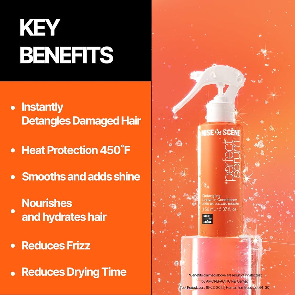 Mise En Scene Perfect Serum Mist Detangling Leave in Conditioner 150ml بخاخ سيروم ميز أون سين بيرفكت لفك تشابك الشعر، بلسم يُترك على الشعر - Princess Cosmetics Qatar
