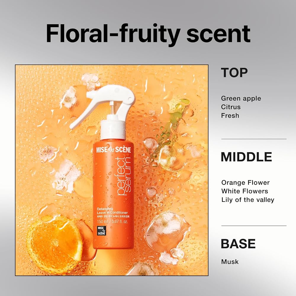 Mise En Scene Perfect Serum Mist Detangling Leave in Conditioner 150ml بخاخ سيروم ميز أون سين بيرفكت لفك تشابك الشعر، بلسم يُترك على الشعر - Princess Cosmetics Qatar