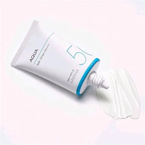 Missha All - Around Safe Block Aqua Sun SPF 50+ PA+++ 50ml. ميشا، كتلة آمنة شاملة، أكوا صن، عامل حماية من الشمس SPF 50+ PA+++، 50 مل - Princess Cosmetics Qatar