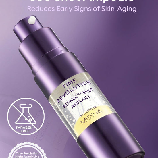 Missha Time Revolution Retinol 500 Shot Ampoule 10ml. أمبولة تايم ريفولوشن ريتينول 500 شوت من ميشا - Princess Cosmetics Qatar