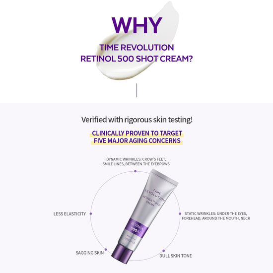 Missha Time Revolution Retinol 500 Shot Cream 60ml كريم ميشا تايم ريفوليوشن ريتينول ٥٠٠ شوت - Princess Cosmetics Qatar
