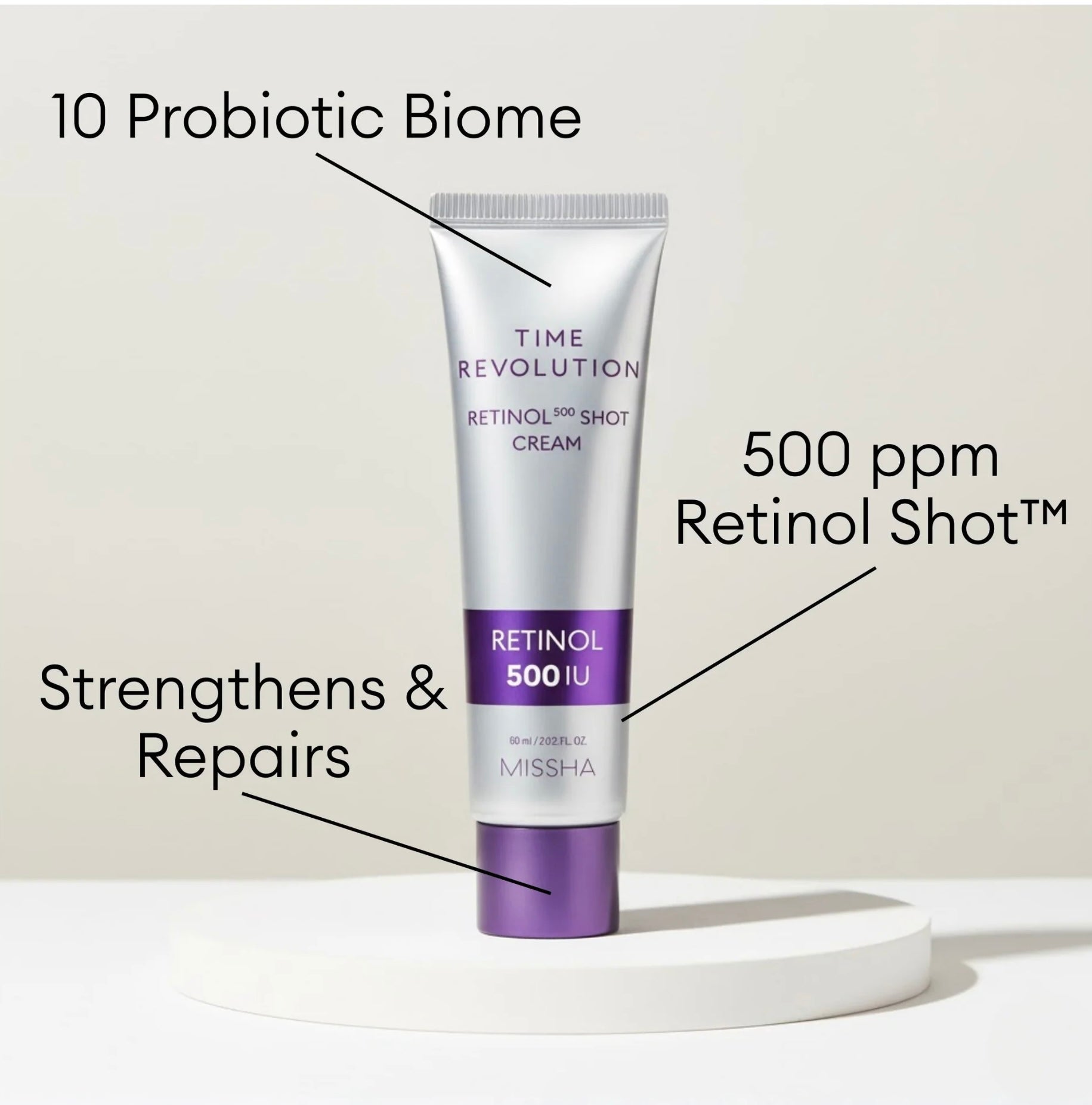 Missha Time Revolution Retinol 500 Shot Cream 60ml كريم ميشا تايم ريفوليوشن ريتينول ٥٠٠ شوت - Princess Cosmetics Qatar