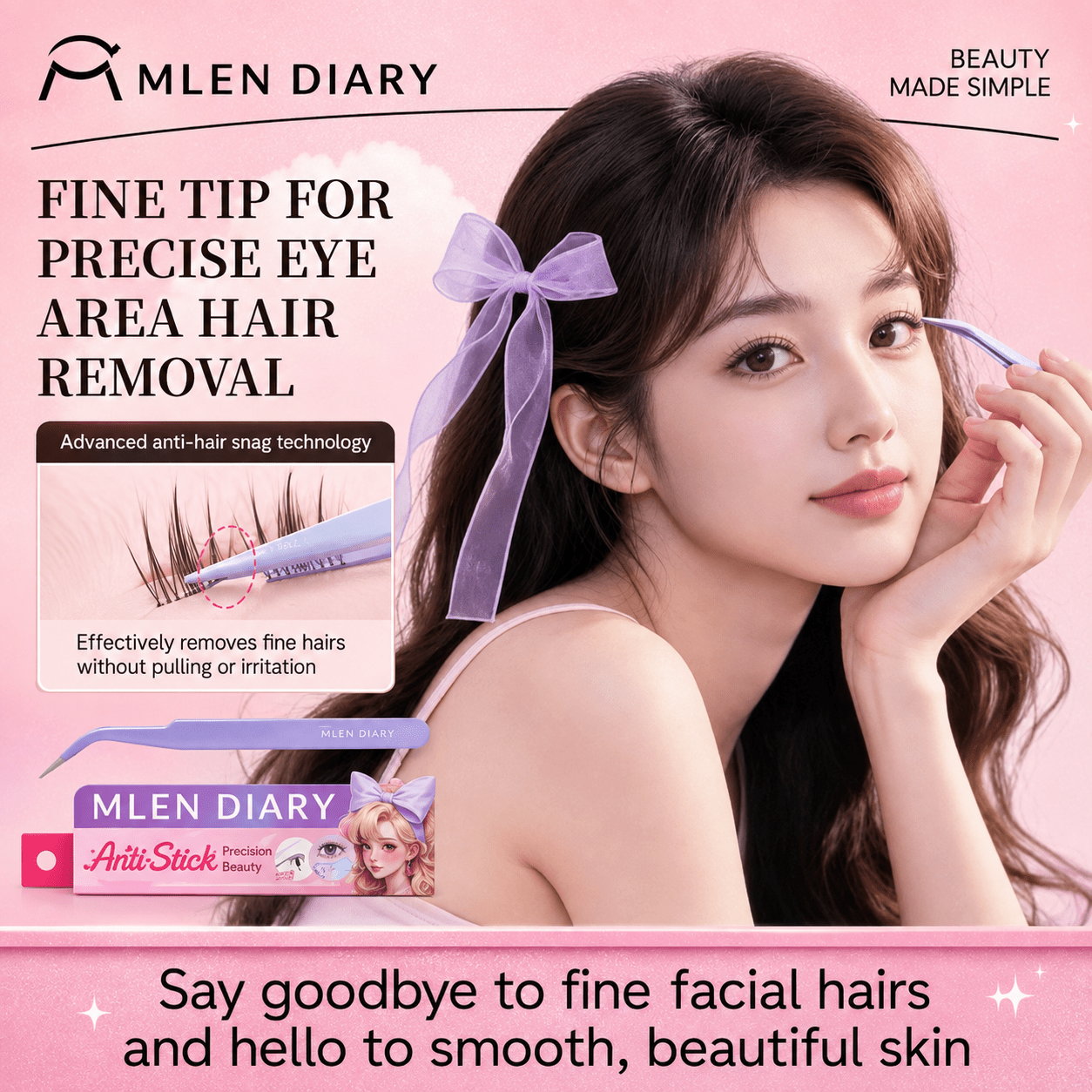 Mlen Diary Anti-Stick Fairy Tweezer ملقط ميلين دايري المضاد للالتصاق - Princess Cosmetics Qatar