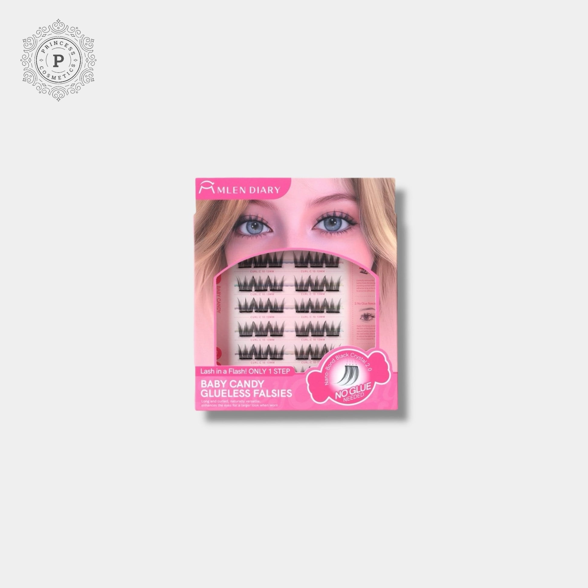 Mlen Diary Baby Candy Glueless Falsies رموش صناعية بدون غراء من مِلين دياري بيبي كاندي - Princess Cosmetics Qatar