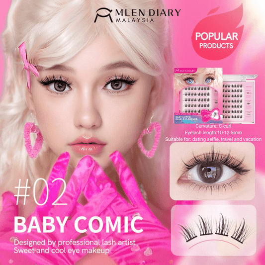 Mlen Diary Baby Comic Glueless Falsies مذكرات ملين للأطفال - شعر مستعار بدون غراء - Princess Cosmetics Qatar