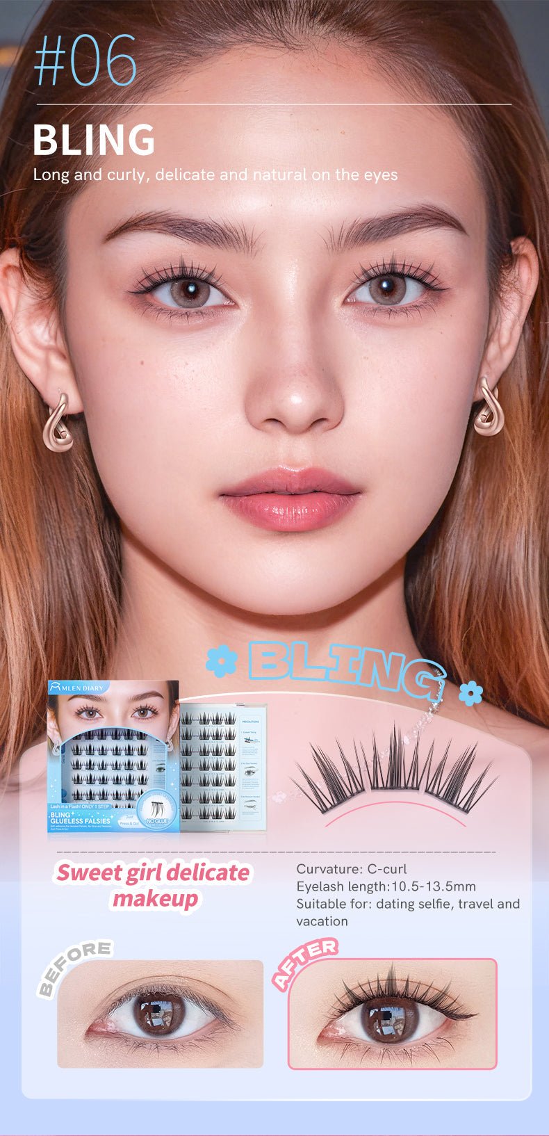 Mlen Diary Bling Glueless Falsies يوميات ملين بلينغ تزوير غلويليس - Princess Cosmetics Qatar