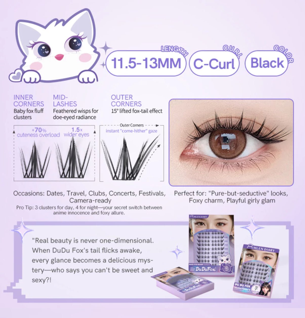 Mlen Diary Du Du Fox Glueless Falsies يوميات ملين دو دو فوكس تزوير غراء - Princess Cosmetics Qatar