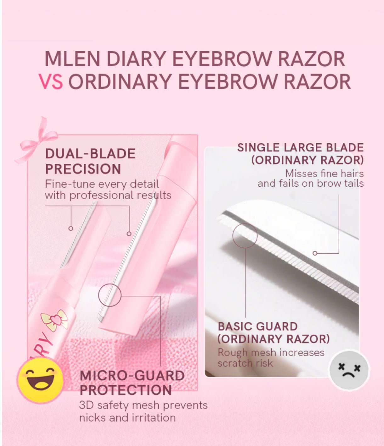 Mlen Diary Dual - Ended Eyebrow Razor ملين دايري شفرة حواجب مزدوجة الطرف - Princess Cosmetics Qatar