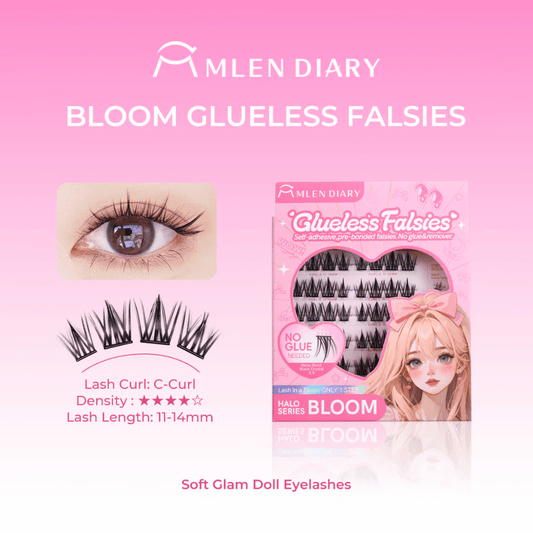 Mlen Diary Glueless Falsies Halo Series BLOOM رموش صناعية بدون غراء من سلسلة هالو من ميلين دايري بلوم - Princess Cosmetics Qatar