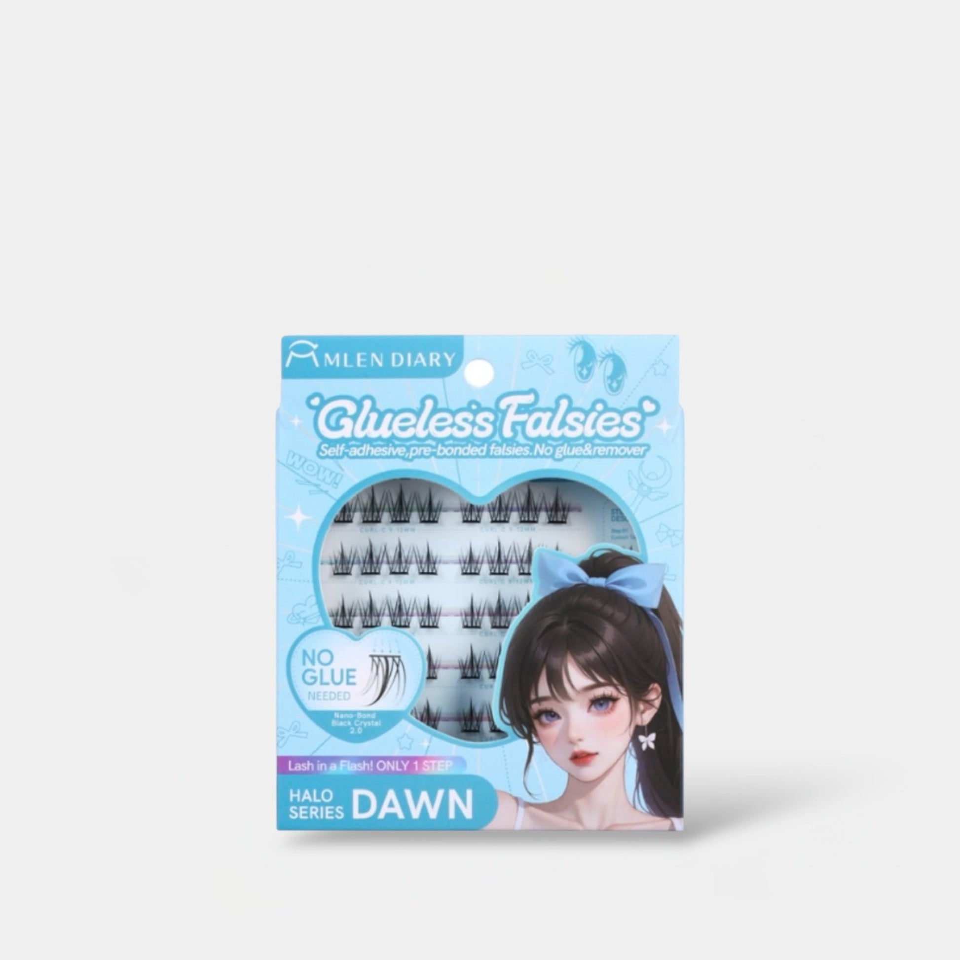 Mlen Diary Glueless Falsies Halo Series DAWN مكياج ذقن بدون غراء من سلسلة هالو داون من ميلين دايري - Princess Cosmetics Qatar