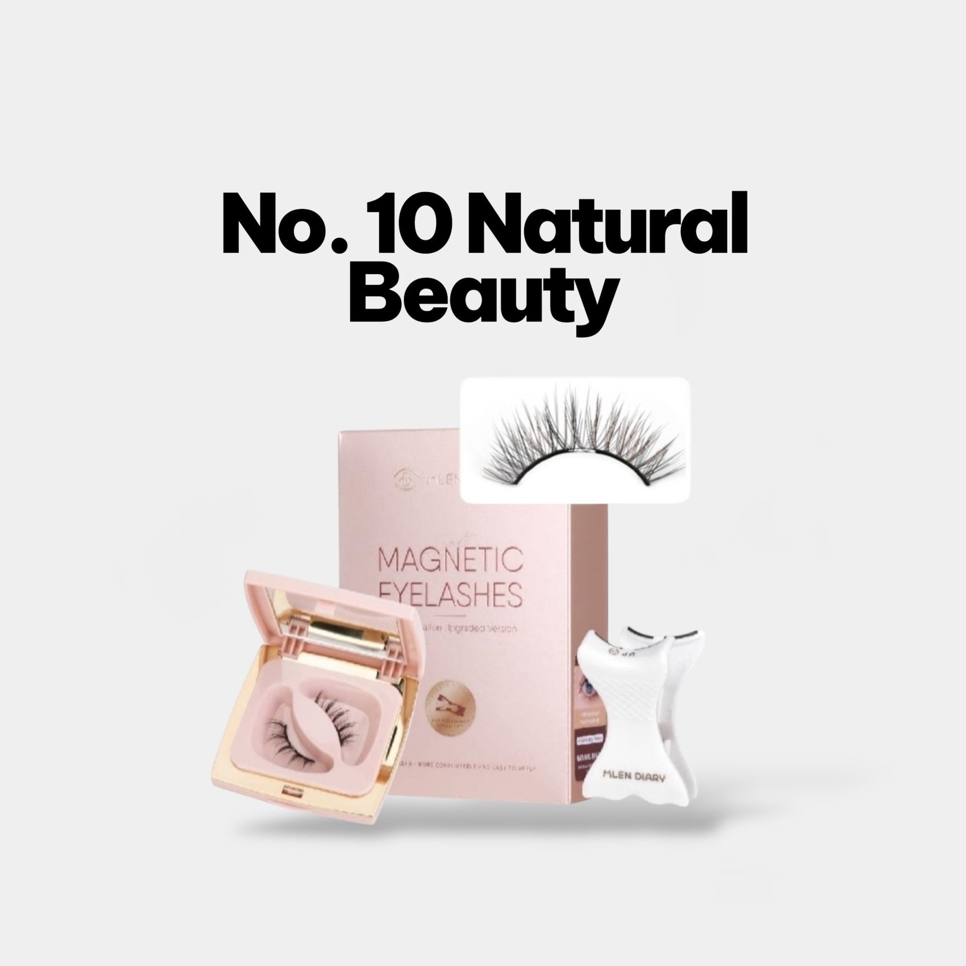 Mlen Diary Magnetics Eyelashes - No 10 Natural Beauty + Toolkit رموش مغناطيسية من ميلين دايري - رقم 10 - جمال طبيعي + مجموعة أدوات - Princess Cosmetics Qatar