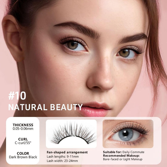 Mlen Diary Magnetics Eyelashes - No 10 Natural Beauty + Toolkit رموش مغناطيسية من ميلين دايري - رقم 10 - جمال طبيعي + مجموعة أدوات - Princess Cosmetics Qatar