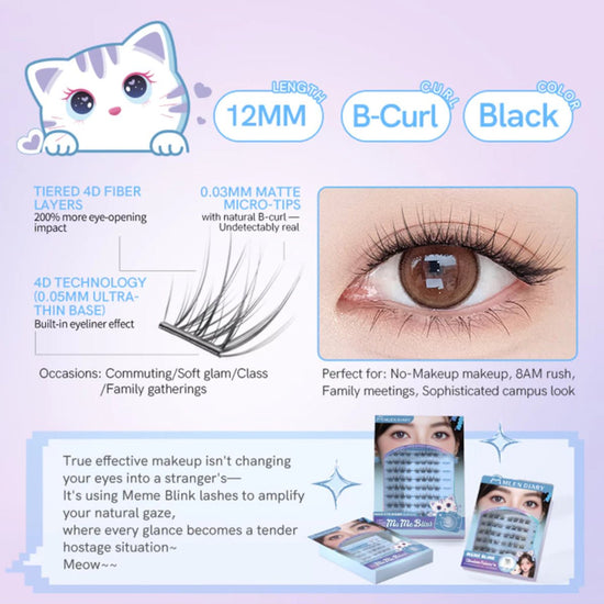 Mlen Diary Meme Blink Glueless Falsies يوميات ملين ميمي وميض غلويليس كاذبة - Princess Cosmetics Qatar
