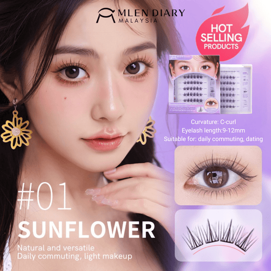 Mlen Diary Sunflower Glueless Falsies مذكرات ملين - زهور عباد الشمس بدون غراء - Princess Cosmetics Qatar