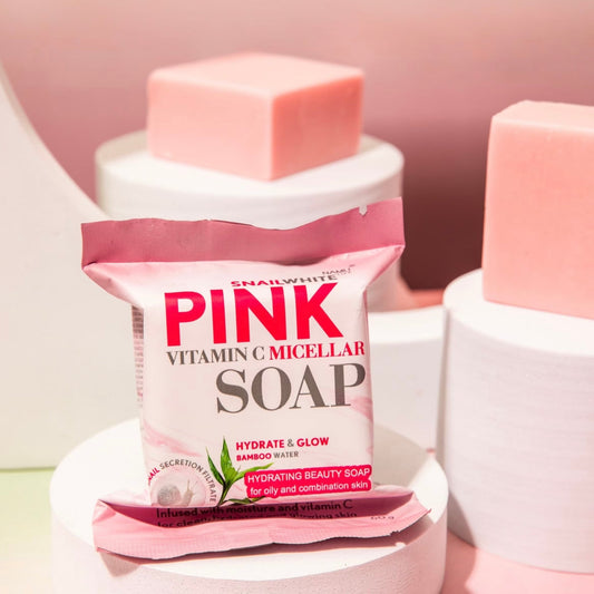 Namu Life Snail White Pink Vitamin C Micellar Soap 60g نامو لايف صابون الحلزون الأبيض الوردي بفيتامين C وماء الميسيلار - Princess Cosmetics Qatar