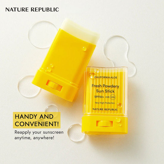 Nature Republic California Aloe Fresh Powdery Sun Stick 24g عصا صن بودري من نيتشر ريبابليك كاليفورنيا بخلاصة الصبار المنعش - Princess Cosmetics Qatar