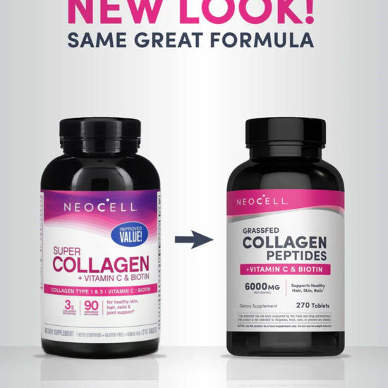 Neocell Grassfed Collagen Peptides + Vitamin C & Biotin (270 Tab) ببتيدات الكولاجين العشبية من نيوسيل + فيتامين سي والبيوتين - Princess Cosmetics Qatar