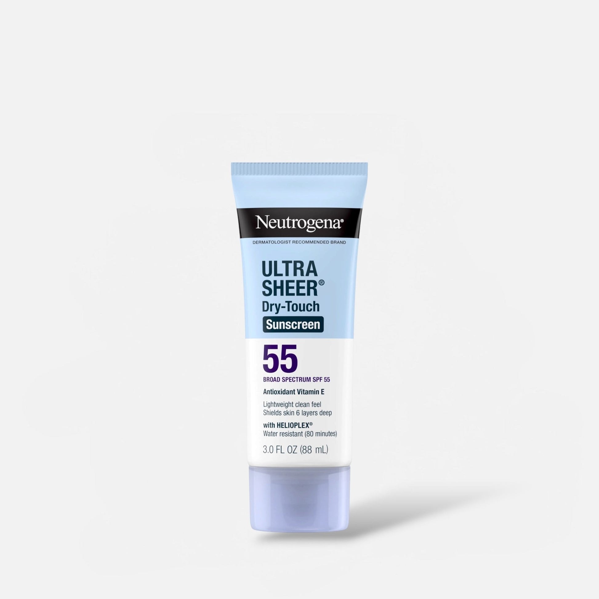 Neutrogena Ultra Sheer Dry - Touch Sunscreen Broad Spectrum SPF 55 88ml نيوتروجينا ألترا شير دراي - تاتش واقي شمسي واسع الطيف بعامل حماية من الشمس 55 - Princess Cosmetics Qatar