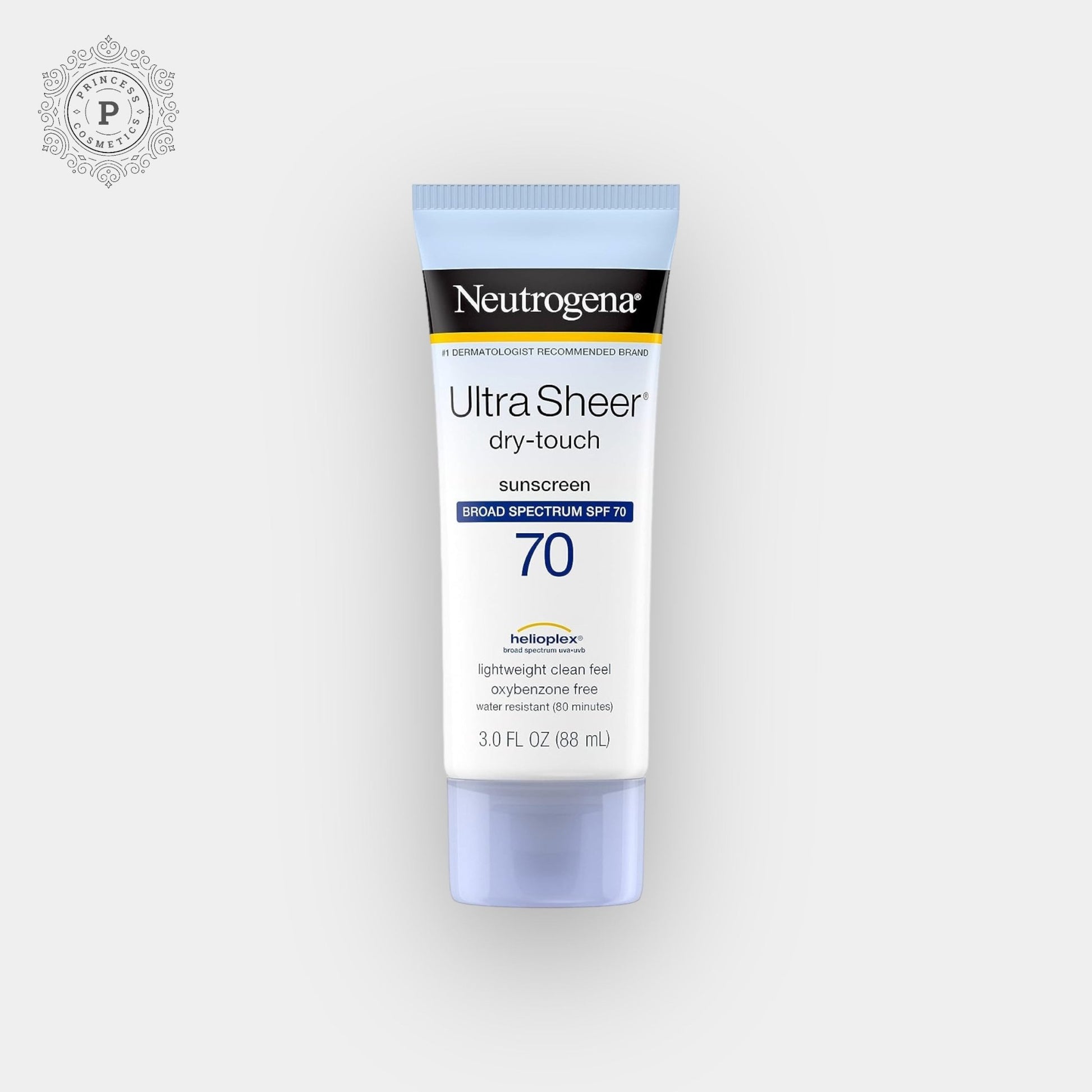 Neutrogena Ultra Sheer Dry - Touch Sunscreen Lotion SPF70 88ml. نيوتروجينا - لوشن واقي من الشمس فائق الشفاف بعامل حماية من الشمس SPF70، 88 مل - Princess Cosmetics Qatar