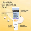 Neutrogena Ultra Sheer Invisible Fluid Sunscreen Age Shield SPF50 50ml واقي الشمس السائل الشفاف فائق الشفافية من نيتروجينا، عامل حماية من الشمس 50 - Princess Cosmetics Qatar