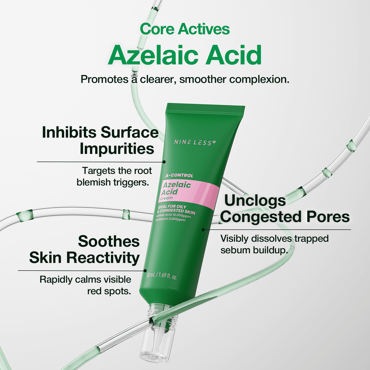Nineless A-Control Azelaic Acid Cream 50ml كريم حمض الأزيليك ناينليس أ كونترول - Princess Cosmetics Qatar