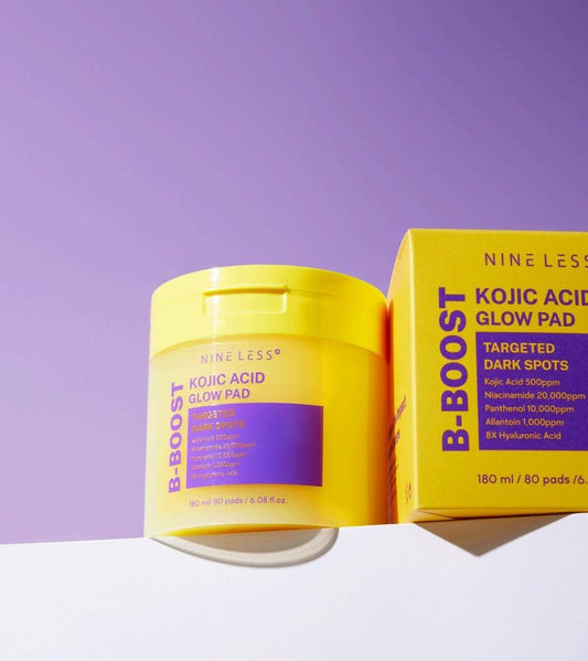 Nineless B - Boost Kojic Acid Glow Toner Pad (80 Pads) وسادة تونر توهج حمض الكوجيك B - Boost من ناينليس - Princess Cosmetics Qatar