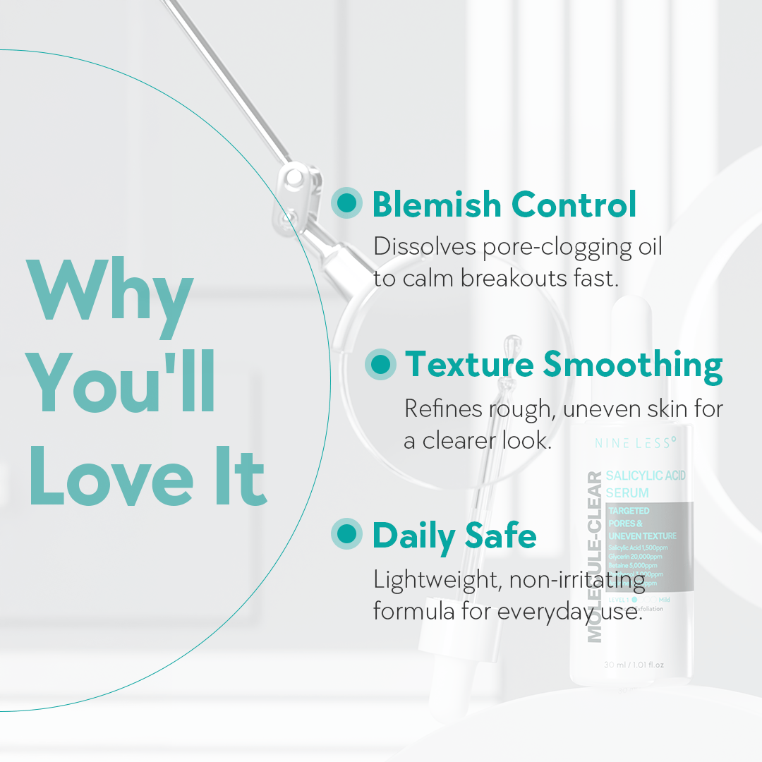 Nineless Molecule - Clear Salicylic Acid Serum 30ml سيروم حمض الساليسيليك النقي من ناينلس موليكول - Princess Cosmetics Qatar