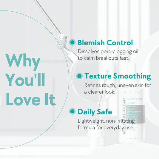 Nineless Molecule - Clear Salicylic Acid Serum 30ml سيروم حمض الساليسيليك النقي من ناينلس موليكول - Princess Cosmetics Qatar