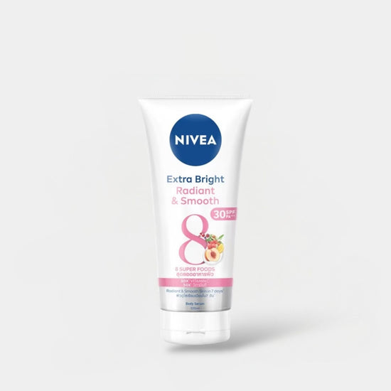 Nivea Extra Bright Radiant & Smooth 8 Super Foods Body Serum 320ml سيروم الجسم نيفيا إكسترا برايت رادينت آند سموث بثمانية أطعمة فائقة الجودة - Princess Cosmetics Qatar