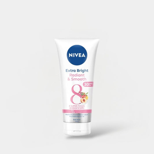 Nivea Extra Bright Radiant & Smooth 8 Super Foods Body Serum 320ml سيروم الجسم نيفيا إكسترا برايت رادينت آند سموث بثمانية أطعمة فائقة الجودة - Princess Cosmetics Qatar
