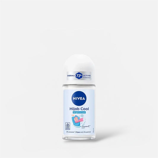 Nivea Hijab Cool Bright & Cool Vitamin C & Mint Deodorant Roll On 50ml مزيل عرق نيفيا حجاب كول برايت آند كول بفيتامين سي والنعناع، رول أون - Princess Cosmetics Qatar