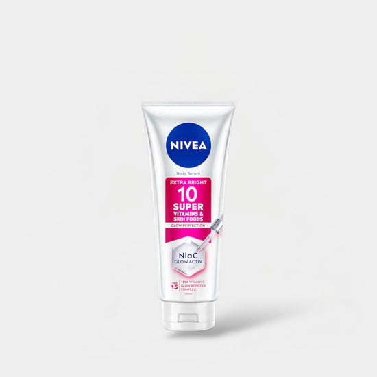 Nivea Super 10 Vitamins & Skin Foods Glow Protection Body Lotion 300ml لوشن الجسم نيفيا سوبر ١٠ فيتامينات وأطعمة للبشرة لحماية البشرة - Princess Cosmetics Qatar