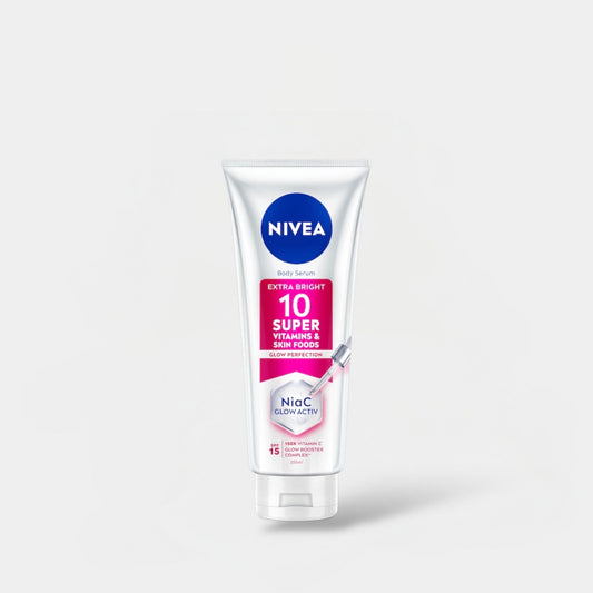 Nivea Super 10 Vitamins & Skin Foods Glow Protection Body Lotion 300ml لوشن الجسم نيفيا سوبر ١٠ فيتامينات وأطعمة للبشرة لحماية البشرة - Princess Cosmetics Qatar