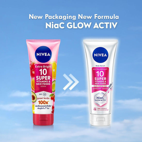 Nivea Super 10 Vitamins & Skin Foods Glow Protection Body Lotion 300ml لوشن الجسم نيفيا سوبر ١٠ فيتامينات وأطعمة للبشرة لحماية البشرة - Princess Cosmetics Qatar