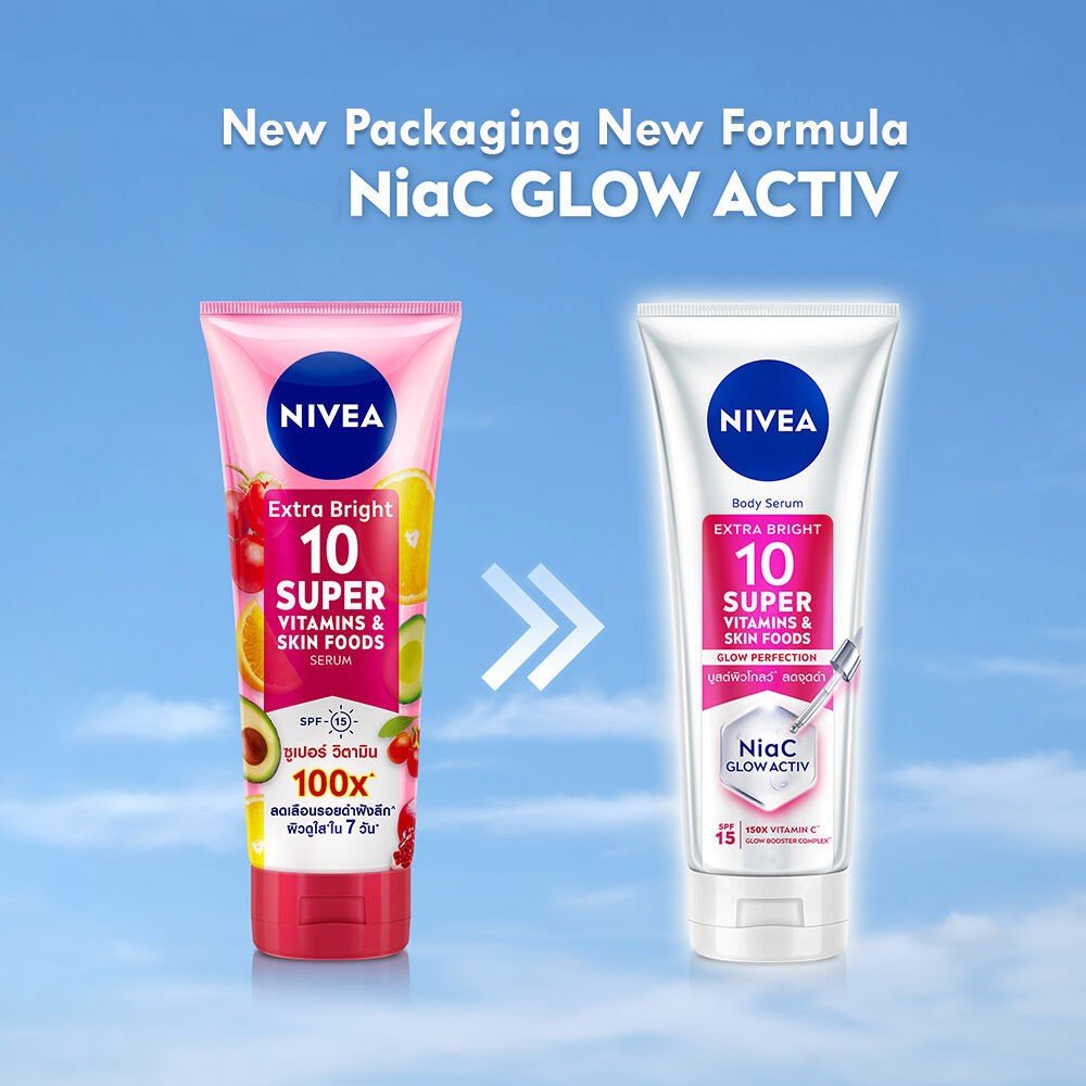 Nivea Super 10 Vitamins & Skin Foods Glow Protection Body Lotion 300ml لوشن الجسم نيفيا سوبر ١٠ فيتامينات وأطعمة للبشرة لحماية البشرة - Princess Cosmetics Qatar
