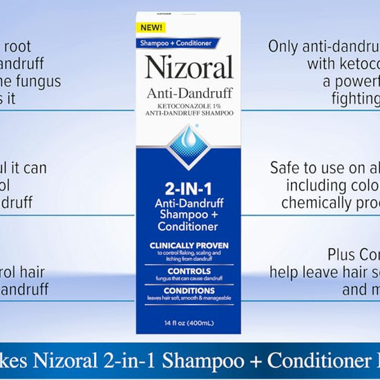 Nizoral 2 - in - 1 Anti - Dandruff Shampoo + Conditioner 400ml نيزورال شامبو 2 في 1 مضاد للقشرة + بلسم - Princess Cosmetics Qatar