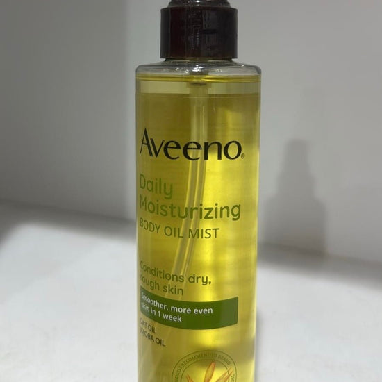(NO LID COVER) Aveeno Daily Moisturizing Body Oil Mist with Oat Oil 200ml. أفينو رذاذ زيت الجسم المرطب اليومي بزيت الشوفان 200 مل - Princess Cosmetics Qatar